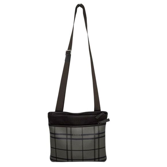Coach Plaid Trans Atlantic Leather Messenger Bag F70751 Leather Trim, Crossbody, - Picture 4 of 13